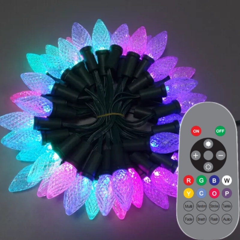 Intelligens c9 eper karácsonyi fénykészlet kültéri vízálló LED RGB színes karácsonyi fénysövény